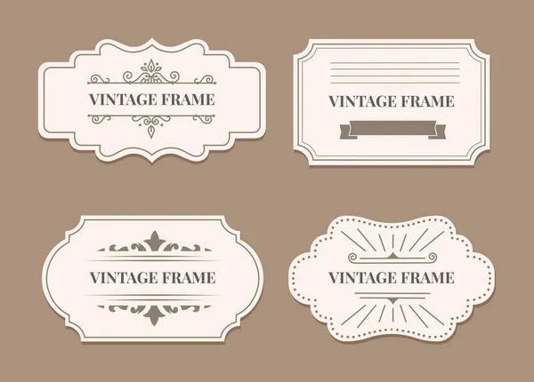 Vintage decorative labels, retro stickers emblem set — Stock Vector