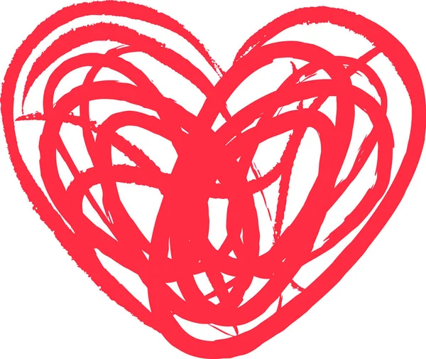 Милые красные каракули, нарисованные вручную сердечные каракули. День святого Валентина сердца с крыльями или стрелами, любовь символ гранж эскизы векторные наборы — стоковый вектор