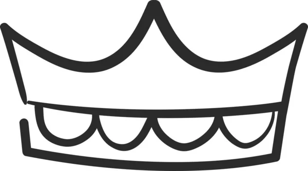 Handritade kronor logotyp, kung eller drottning krona klotter. Prinsessan Tiara, skiss diadem med ädelstenar, kunglig symbol klotter vektor set — Stock vektor