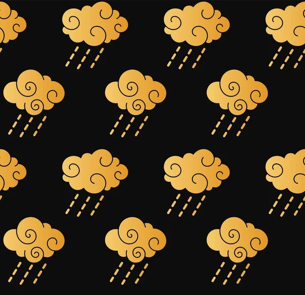 Golden Clouds Chinese Style Seamless Pattern Phone Wallpaper Asian Traditional — Vetor de Stock
