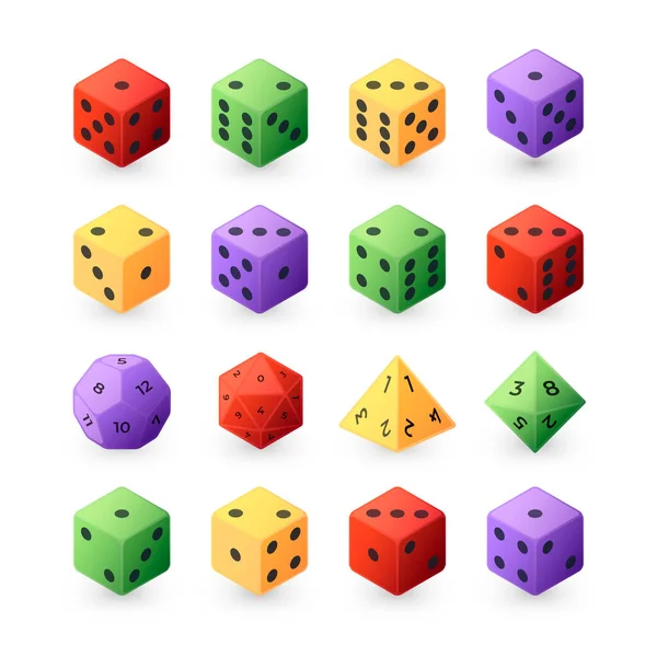 Board Game Dice Role Playing Different Sided Game Dice Collection — Stockvector