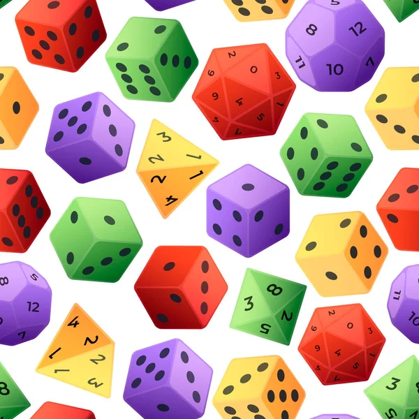 Dice Pattern Seamless Print Gambling Role Playing Board Game Dices — Stockvector