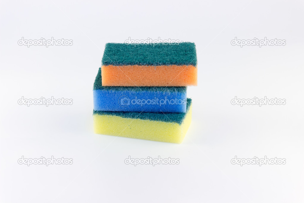 Three sponges for washing dishes — Stock Photo © 1Samal1 50900475