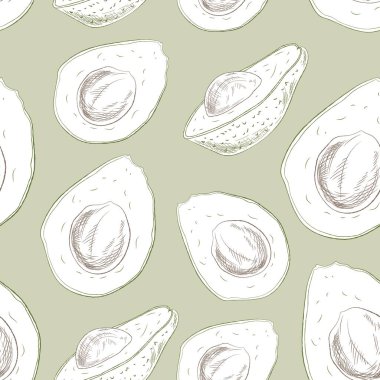 Avokadoları elle çizilmiş bir desen