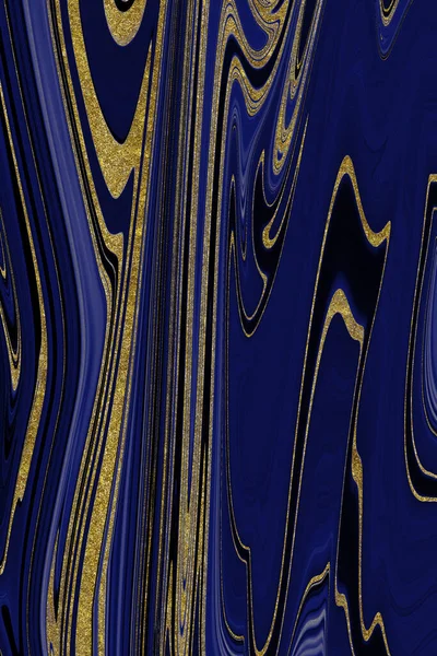 Ciemnoniebieski Marmur Tło Złotą Podszewką — Zdjęcie stockowe