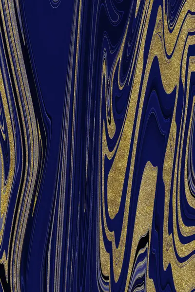 深蓝色大理石背景 金黄色衬里 — 图库照片
