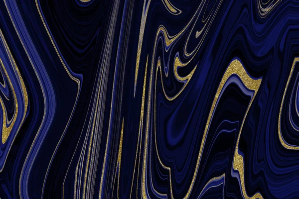 Темно Синій Мармуровий Фон Золотою Підкладкою — стокове фото