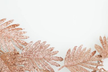 Altın dallı güzel beyaz arkaplan, metin için boş alan, tasarım kaynağı