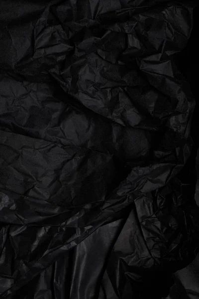 Black Crumpled Paper Texture Copy Space — Stock Photo, Image