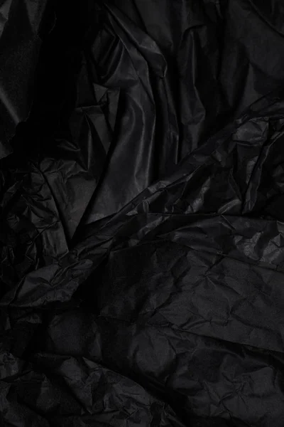 Textura Papel Preto Crumpled Com Espaço Cópia — Fotografia de Stock