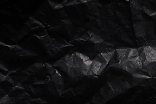 Black Crumpled Paper Texture Copy Space — Zdjęcie stockowe
