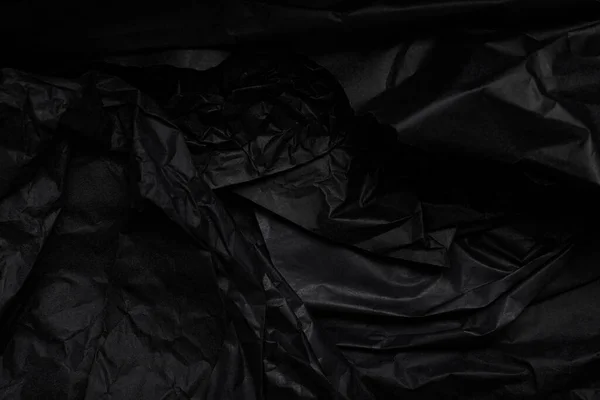 Textura Papel Preto Crumpled Com Espaço Cópia — Fotografia de Stock