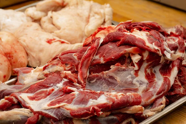 Frisches Rohes Fleisch Nahaufnahme Marmoriertes Rindfleisch — Stockfoto