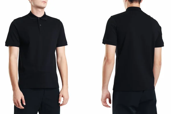 ポロブラックの男性用Tシャツのモックアップ デザインテンプレート Mokup — ストック写真