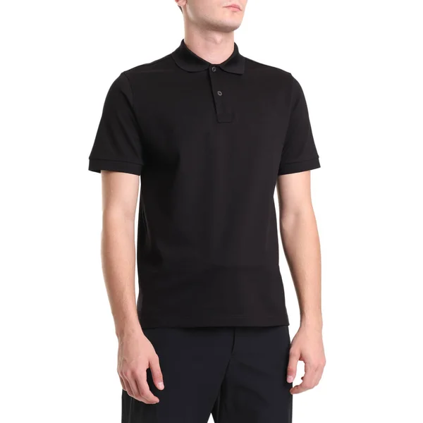 Polo Negro Camisetas Hombre Maqueta Plantilla Diseño Mockup — Foto de Stock