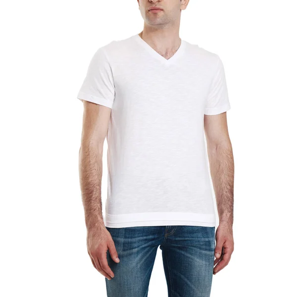 Shirty Białych Mężczyzn Szablon Projektu Mockup — Zdjęcie stockowe
