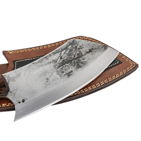 Nože Dřevěnou Rukojetí Izolované Bílém Pozadí Pohled Shora — Stock fotografie