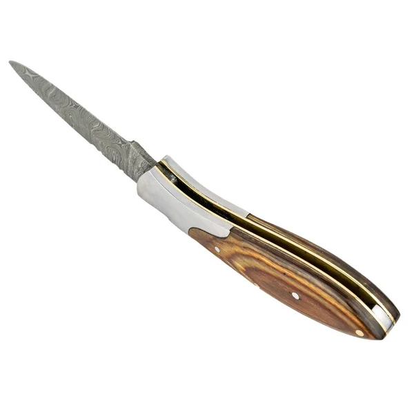 Noże Drewnianą Rączką Izolowane Białym Tle Widok Góry — Zdjęcie stockowe