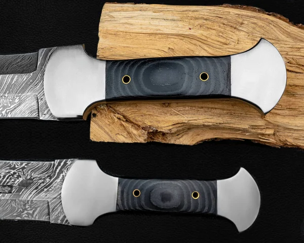Ножи Деревянной Ручкой Изолированы Белом Фоне Вид Сверху — стоковое фото