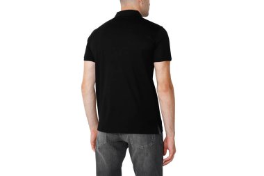 black t-shirt on two sides on a man, layout isolated on a white background, copy space