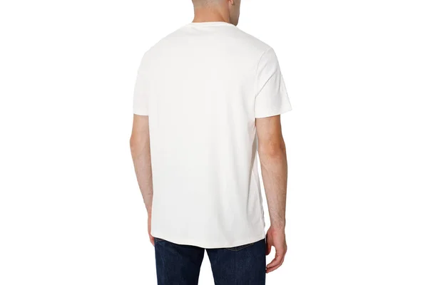 White Shirt Man Layout Isolated White Background Copy Space — Stok fotoğraf