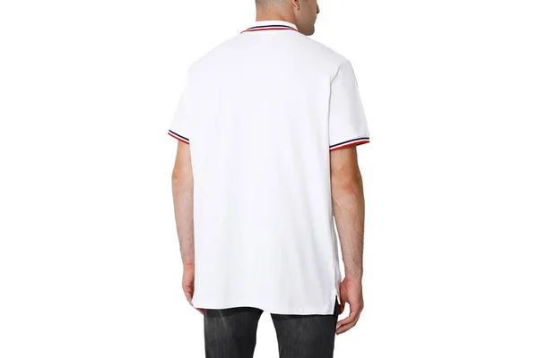 White Shirt Man Layout Isolated White Background Copy Space — Stock Photo, Image