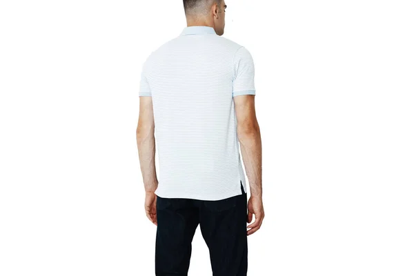 White Shirt Man Layout Isolated White Background Copy Space — 图库照片