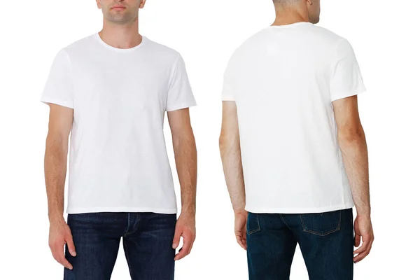 White Shirt Two Sides Man Layout Isolated White Background Copy —  Fotos de Stock