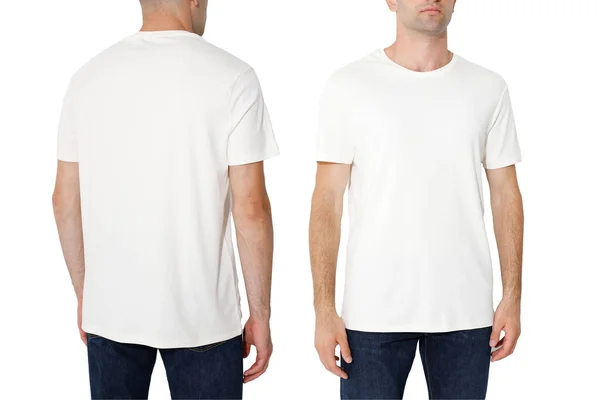 White Shirt Two Sides Man Layout Isolated White Background Copy — Stok fotoğraf