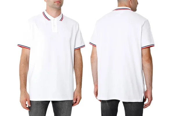 White Shirt Two Sides Man Layout Isolated White Background Copy — Photo