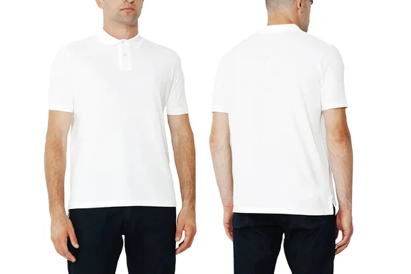 White Shirt Two Sides Man Layout Isolated White Background Copy — 스톡 사진