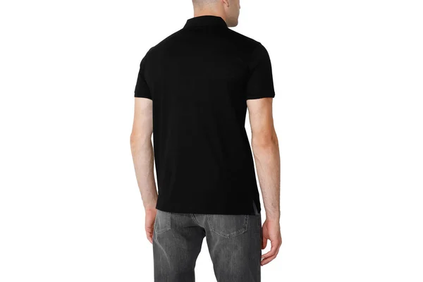 Black Shirt Two Sides Man Layout Isolated White Background Copy — Foto Stock