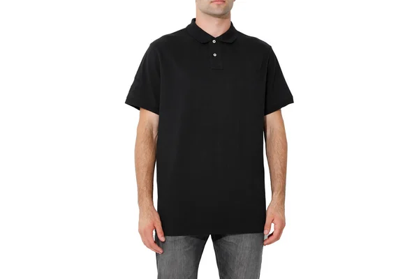 Black Shirt Two Sides Man Layout Isolated White Background Copy — Foto Stock