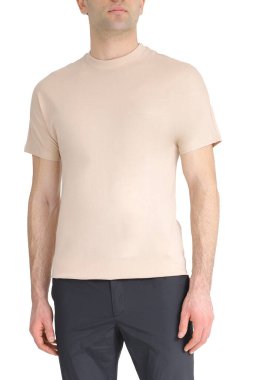 beige color men's t-shirts. Design template.