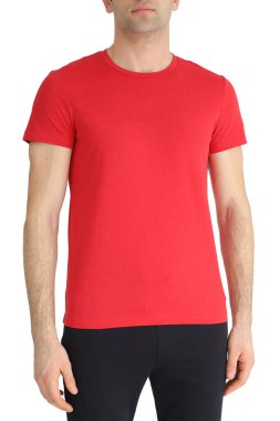 Red color men's t-shirts. Design template.
