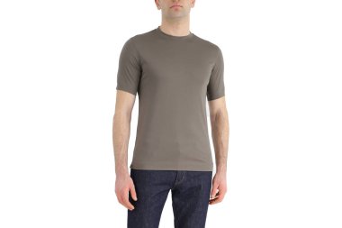 khaki color men's t-shirts. Design template.