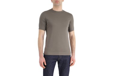 khaki color men's t-shirts. Design template.
