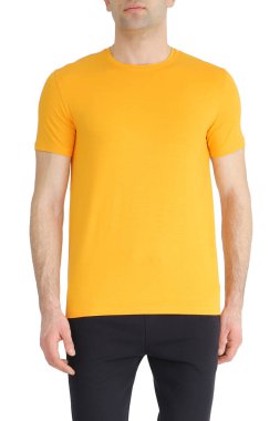Orange color men's t-shirts. Design template.Copy space