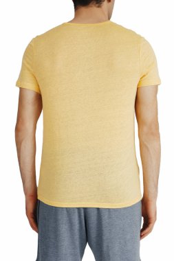 Yellow color men's t-shirts. Design template.Copy space