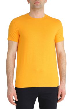 Orange color men's t-shirts. Design template.Copy space