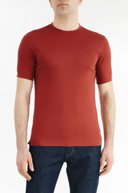 Orange color men's t-shirts. Design template.Copy space