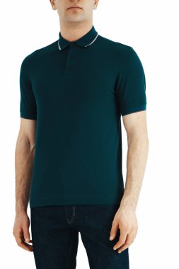 Green color men's t-shirts. Design template.Copy space