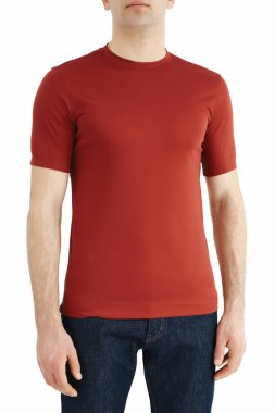 Orange color men's t-shirts. Design template.Copy space