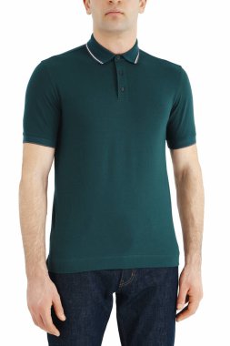 Green color men's t-shirts. Design template.Copy space