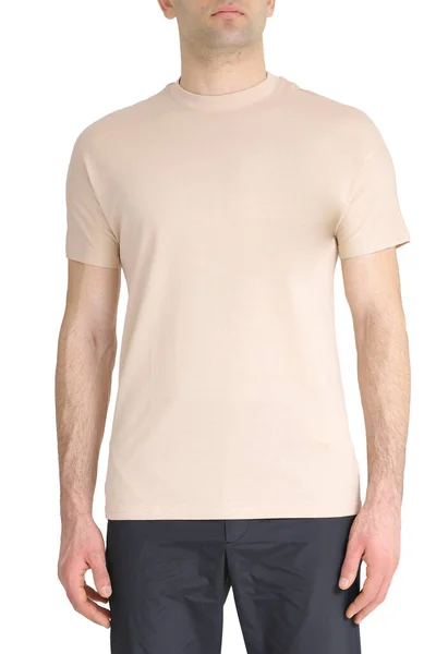 Μπεζ Χρώμα Αντρικά Μπλουζάκια Πρότυπο Σχεδίασης — Φωτογραφία Αρχείου