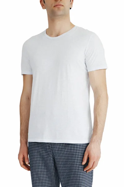 Men White Shirts Mockup Design Template Mockup Copy Space — Zdjęcie stockowe