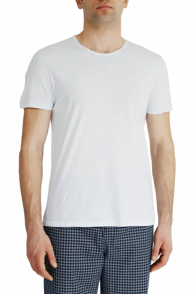 Men White Shirts Mockup Design Template Mockup Copy Space — Foto Stock
