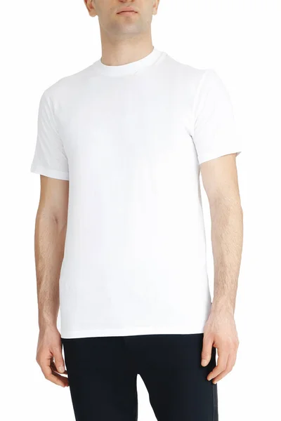 Men White Shirts Mockup Design Template Mockup Copy Space — 图库照片