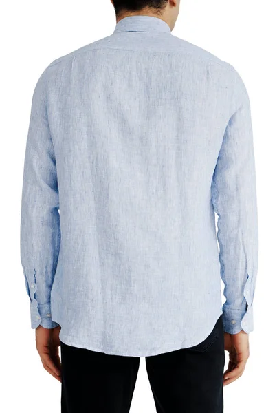Classic Shirt Black Silk Long Sleeves Pockets Chest Half Turn — Stock Photo, Image