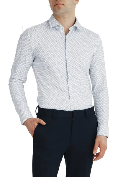 Classic Shirt Black Silk Long Sleeves Pockets Chest Half Turn — Photo